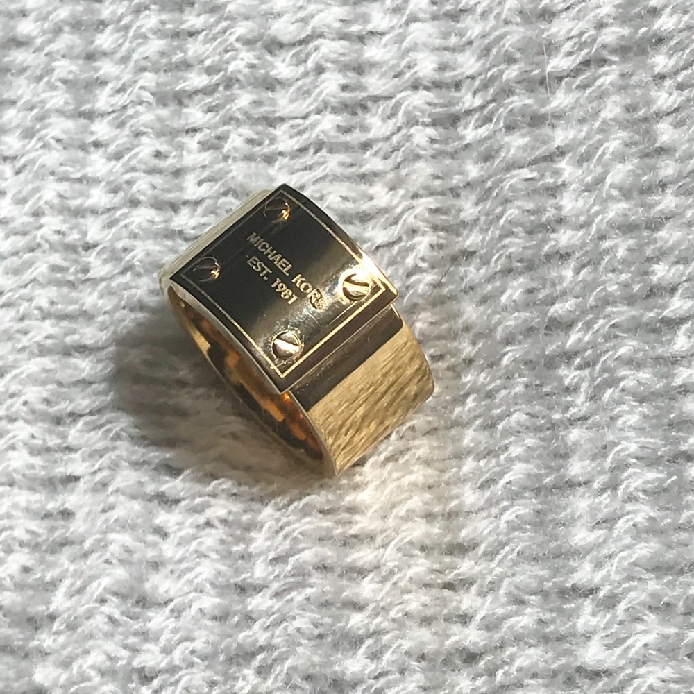Gold Michael Kors Plaque Ring - Size 7